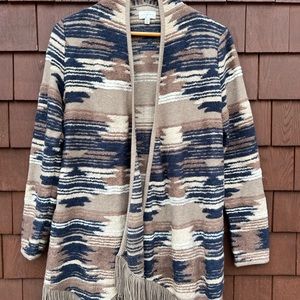 Lucky Brand Fringed Open Tunic Sweater W’s Med